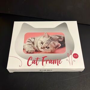 Cat Lady Box Cat Frame Silver with Black felt backing Sz 3x5” picture frame